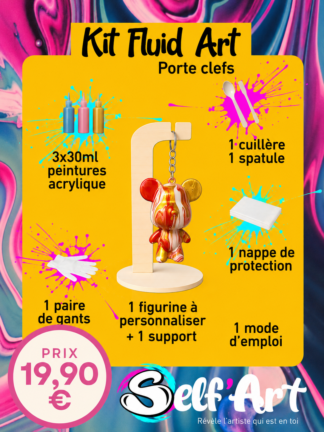 Kit Créatif Porte Clefs OURS GROSSE TETE